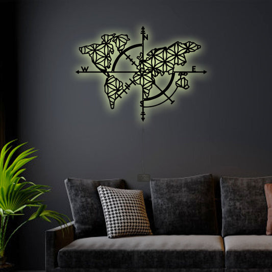 12"x12" Camping Map Of Life - Led Light Metal - Owls Matrix LTD