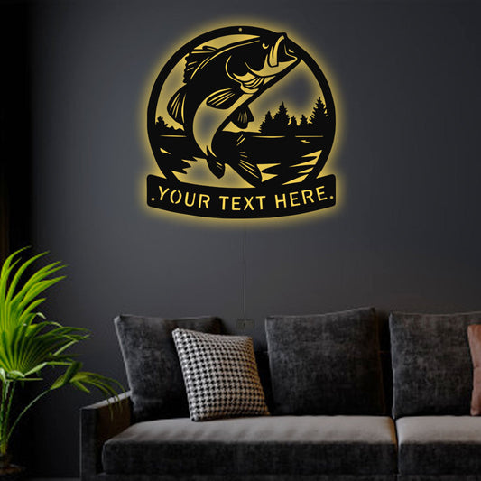 12"x12" Fishing Is My Therapy Personalized - Led Light Metal - Owls Matrix LTD