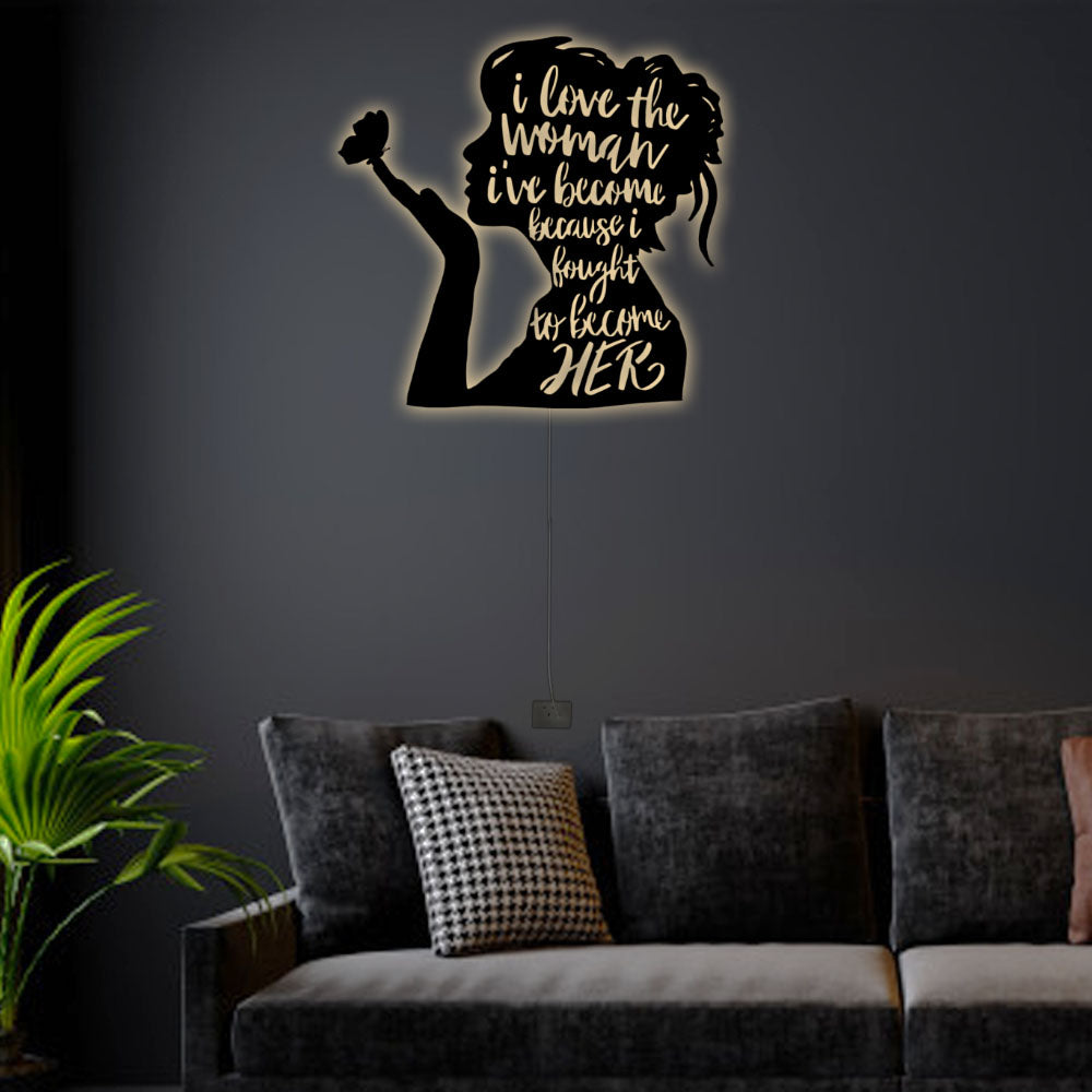 12"x12" Woman Strong Woman In Life - Led Light Metal - Owls Matrix LTD