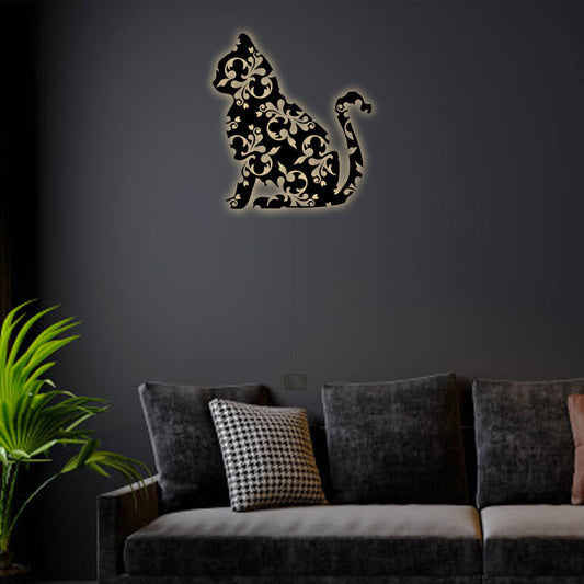 12"x12" Floral Cat Cute Style - Led Light Metal - Owls Matrix LTD