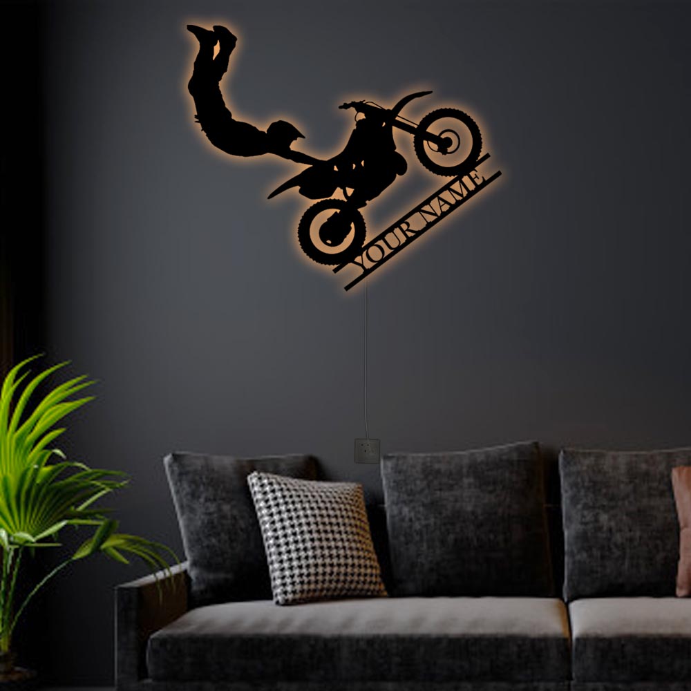 12"x12" Motocross Lover - Led Light Metal - Owls Matrix LTD