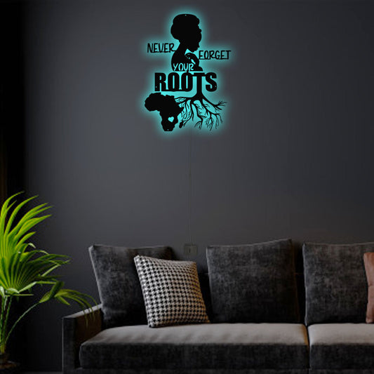 12"x12" Africa Never Forget Your Roots - Led Light Metal - Owls Matrix LTD