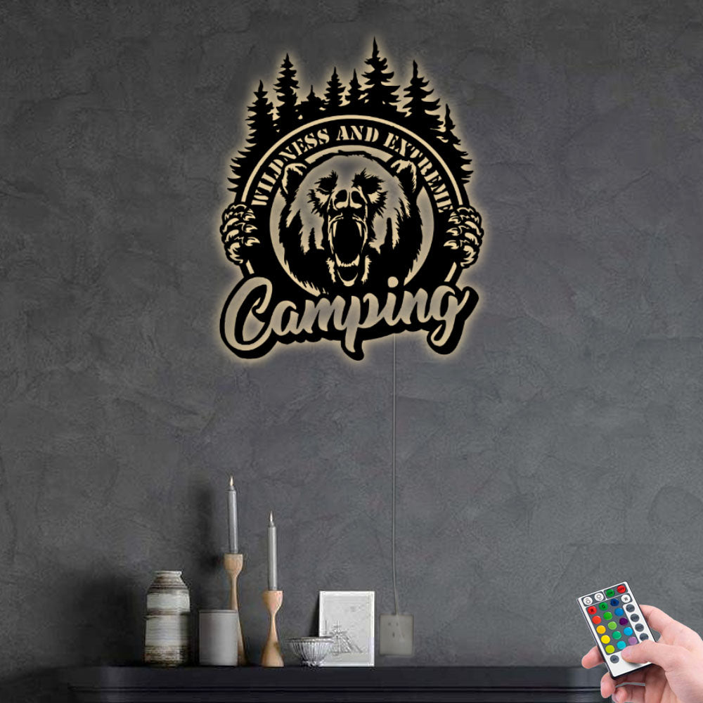 Camping In The Forest - Led Light Metal - Owls Matrix LTD