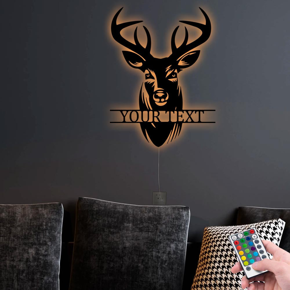 12"x12" Deer Hunting Personalized - Led Light Metal - Owls Matrix LTD