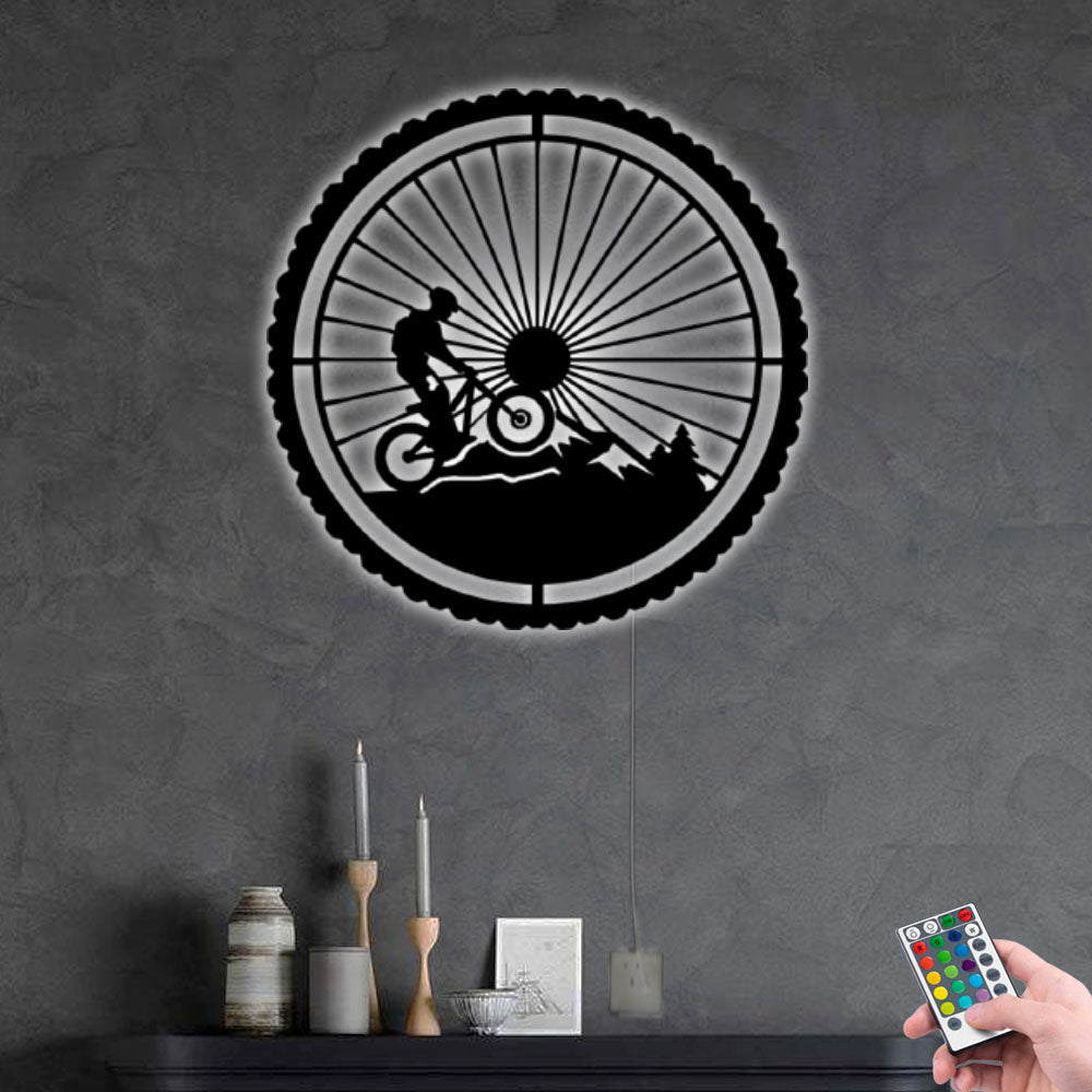 Bike On The Mountain - Led Light Metal - Owls Matrix LTD