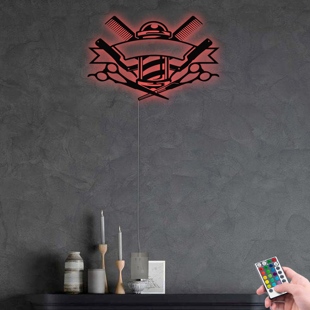 Barber Shop - Led Light Metal - Owls Matrix LTD