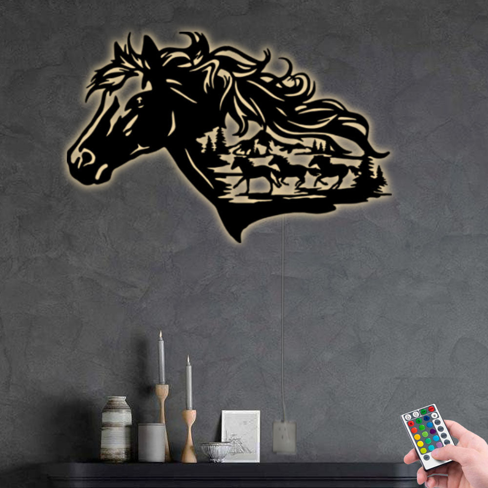 Horse Running So Cool - Led Light Metal - Owls Matrix LTD