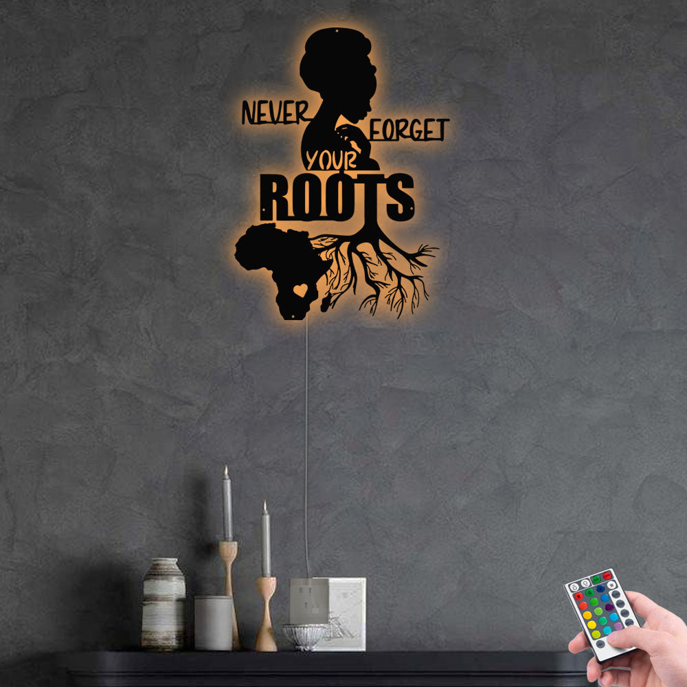 Africa Never Forget Your Roots - Led Light Metal - Owls Matrix LTD