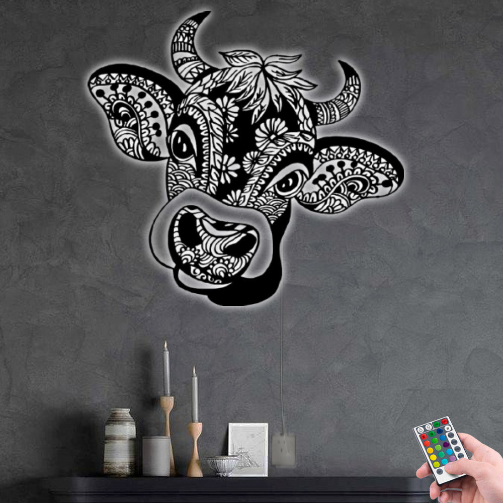 Cow Mandala Beautiful Style - Led Light Metal - Owls Matrix LTD