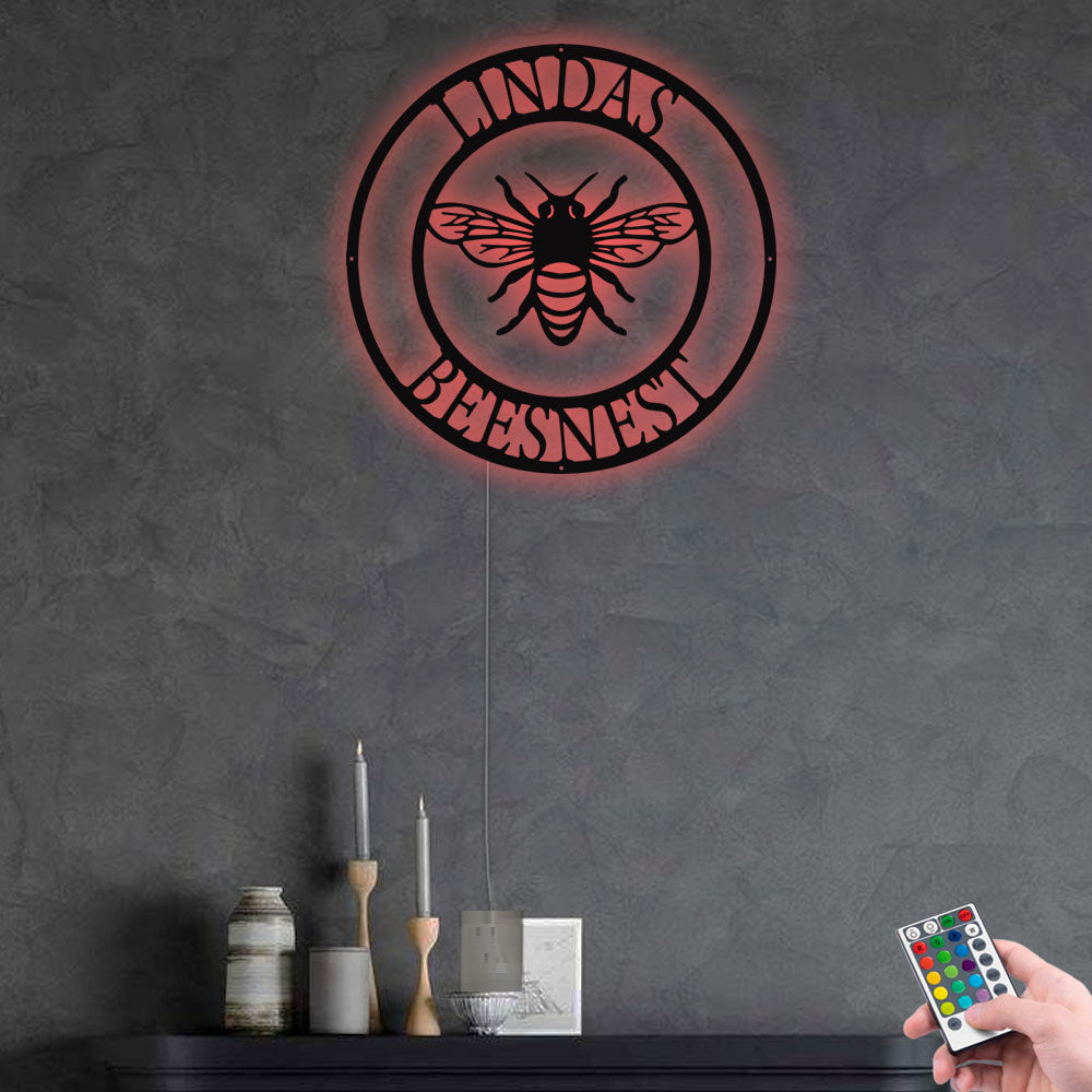 Bee Beekeeper Love His Life Personalized - Led Light Metal - Owls Matrix LTD