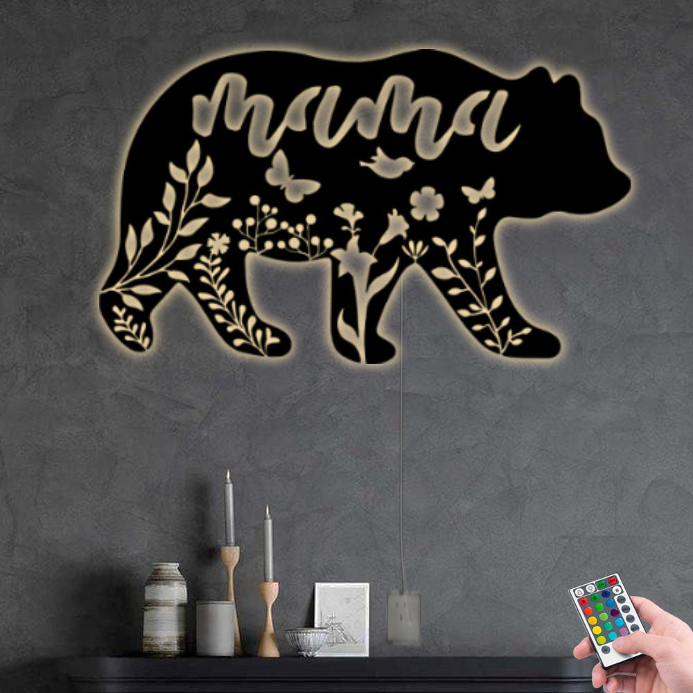 Bear Mama Bear Always Beside You - Led Light Metal - Owls Matrix LTD