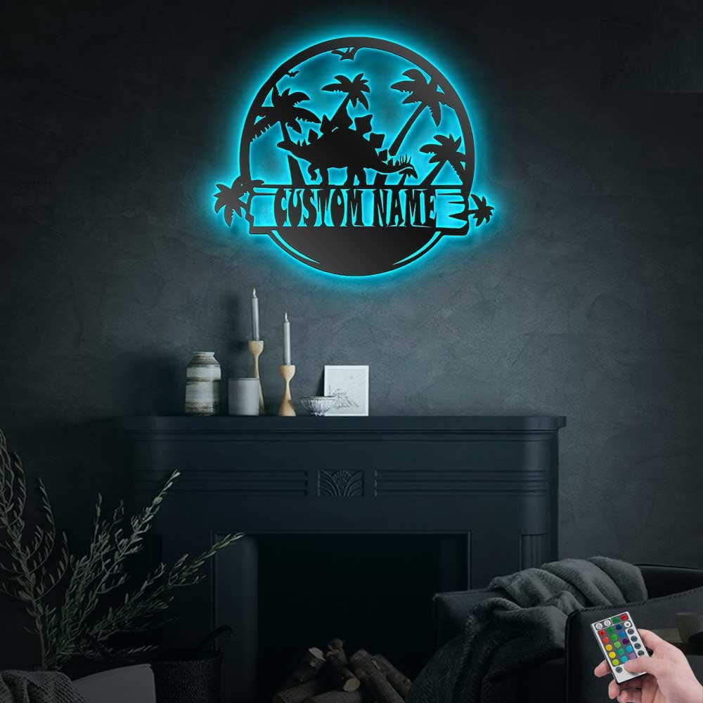 Stegosaurus Dinosaur Animals Personalized - Led Light Metal - Owls Matrix LTD