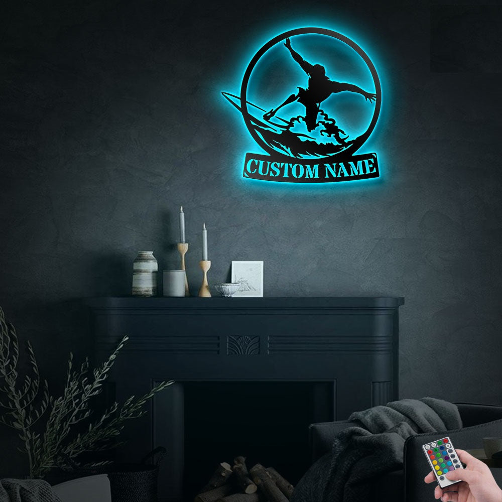 Surfing Cool Style Personalized - Led Light Metal - Owls Matrix LTD