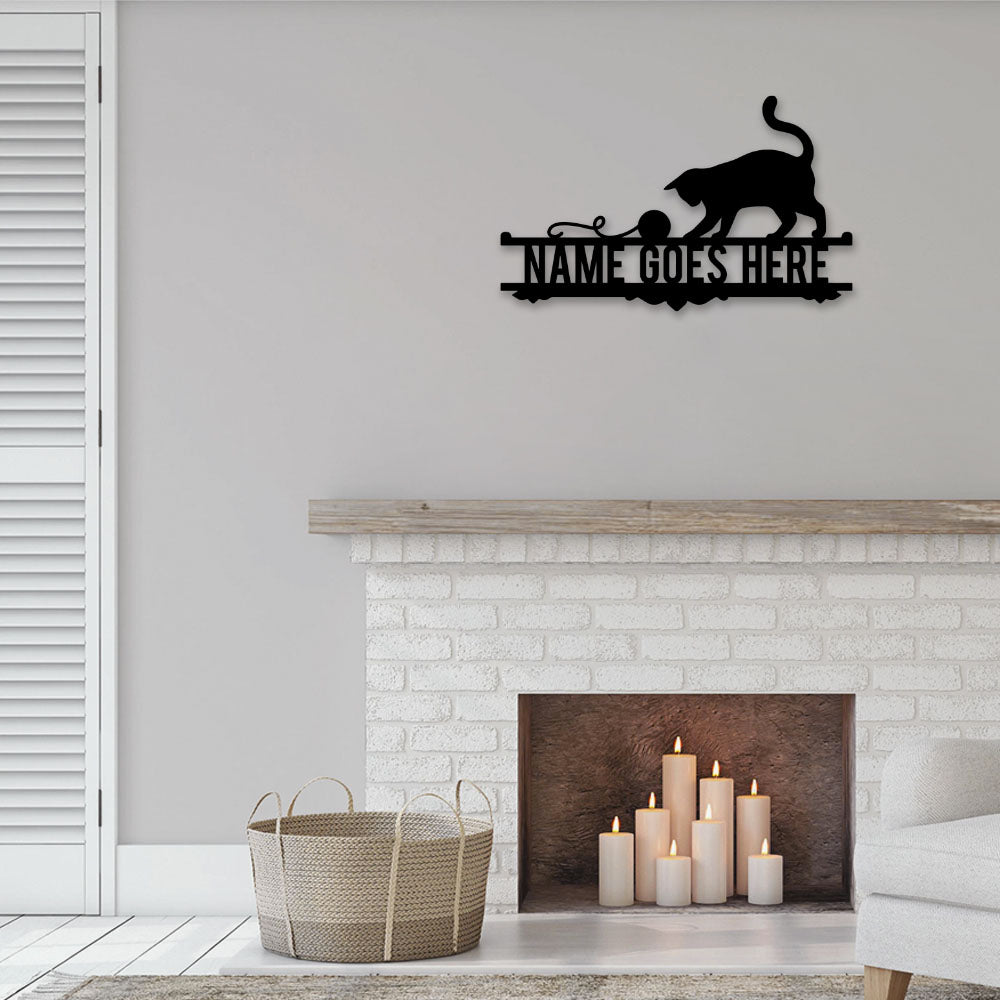 Cat Lovely Knitting Cat Personalized - Led Light Metal - Owls Matrix LTD