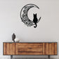 Cat Black Cat On The Moon - Led Light Metal - Owls Matrix LTD