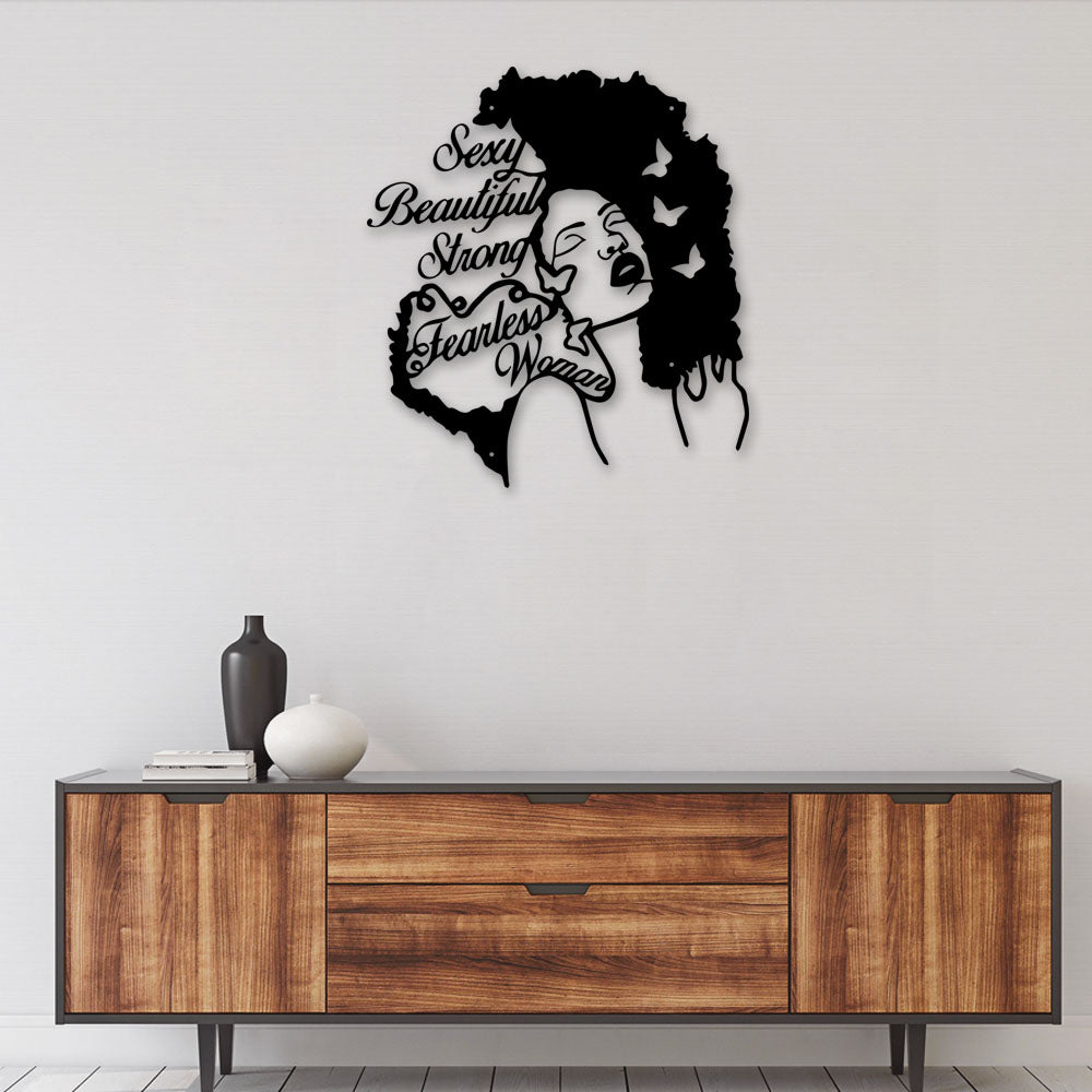 Black Woman Powerful Art - Led Light Metal - Owls Matrix LTD