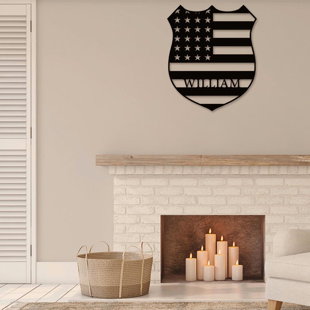 Police US Personalized - Led Light Metal - Owls Matrix LTD