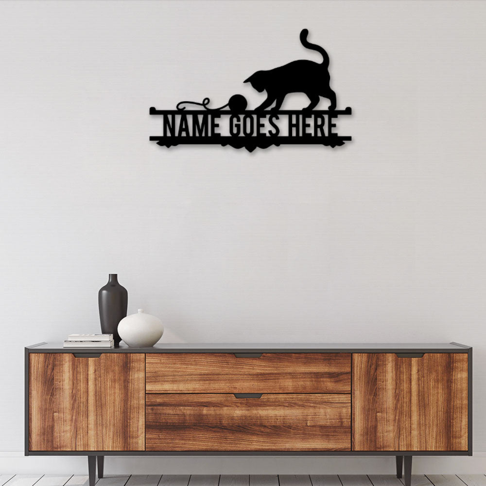 Cat Lovely Knitting Cat Personalized - Led Light Metal - Owls Matrix LTD