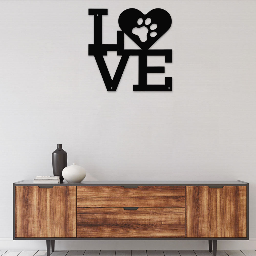 Black Dog Paw Love Dog Lover - Led Light Metal - Owls Matrix LTD