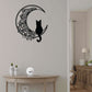 Cat Black Cat On The Moon - Led Light Metal - Owls Matrix LTD