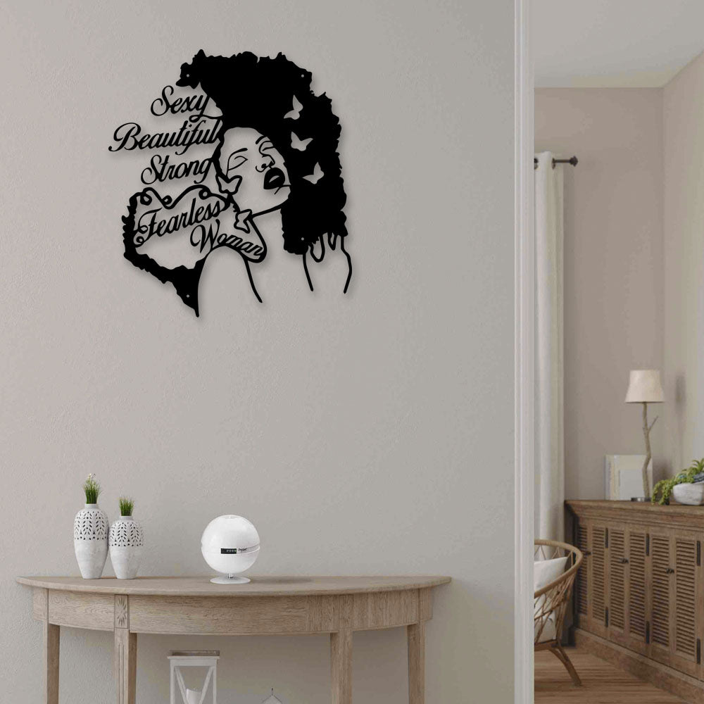 Black Woman Powerful Art - Led Light Metal - Owls Matrix LTD