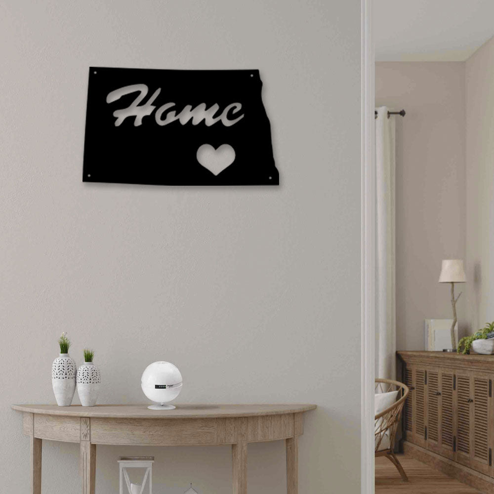 North Dakota Home Is My Love - Led Light Metal - Owls Matrix LTD