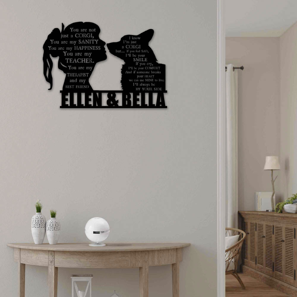 Girl And Her Corgi Personalized - Led Light Metal - Owls Matrix LTD