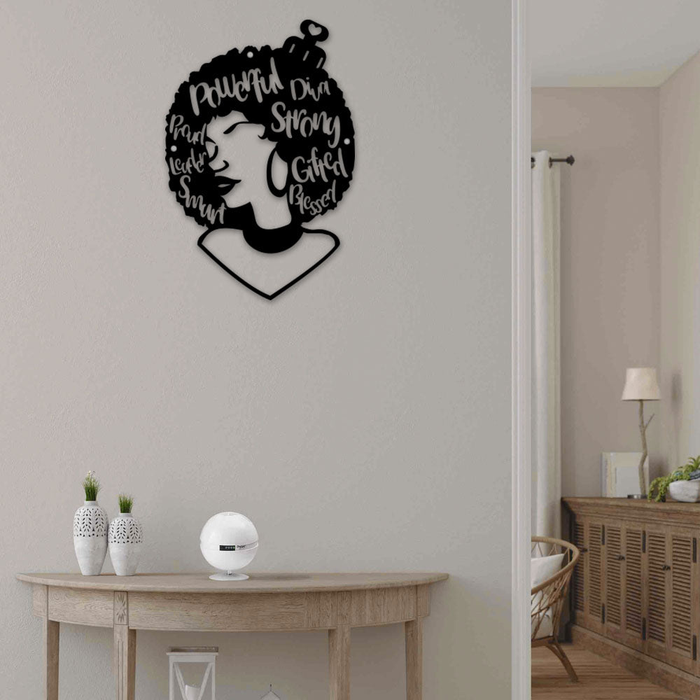 Afro Woman Powerdul Gifted Style - Led Light Metal - Owls Matrix LTD