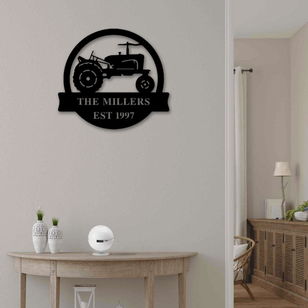 Tractor Farmhouse Style Personalized - Led Light Metal - Owls Matrix LTD