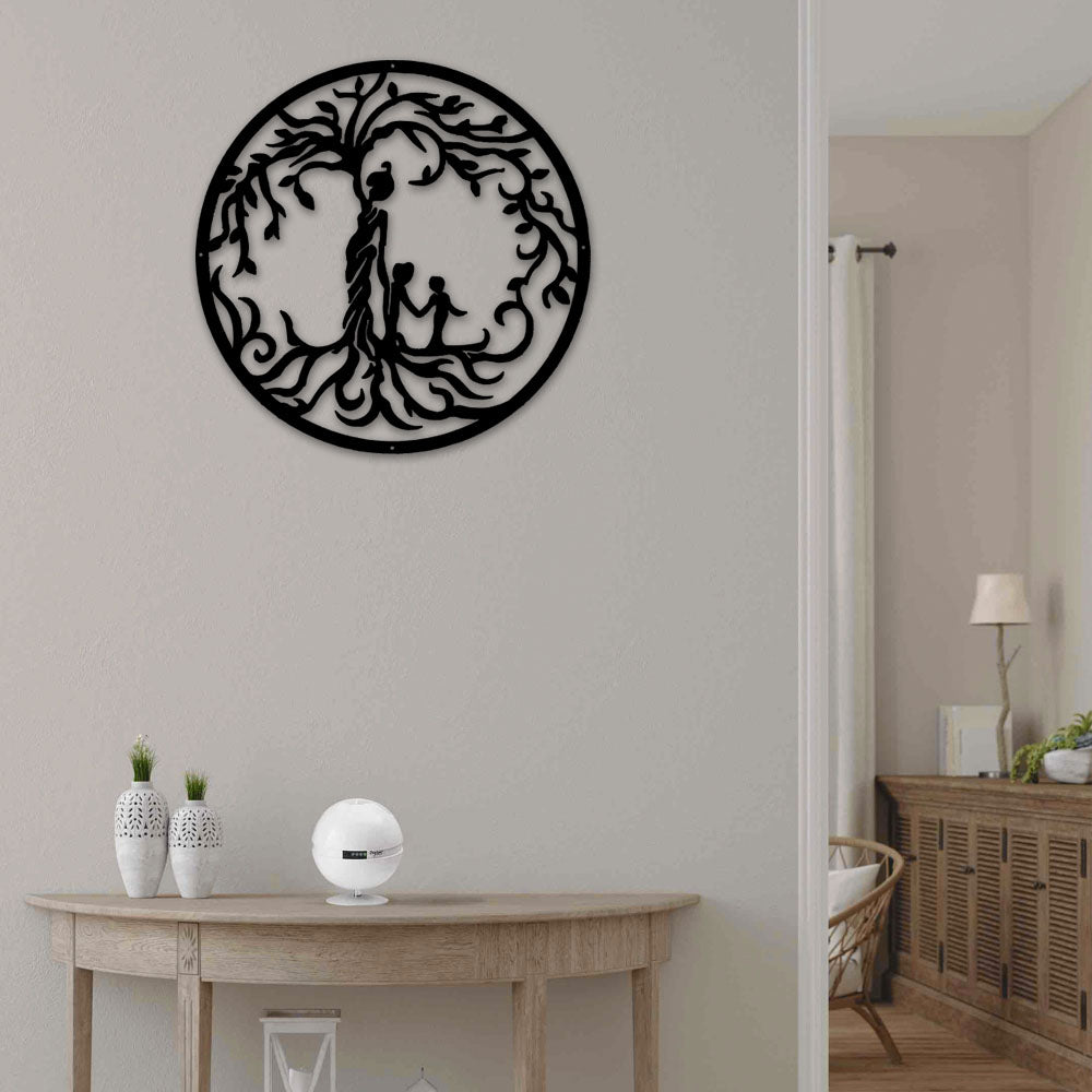 Tree Of Life Mother With Children Personalized - Led Light Metal - Owls Matrix LTD