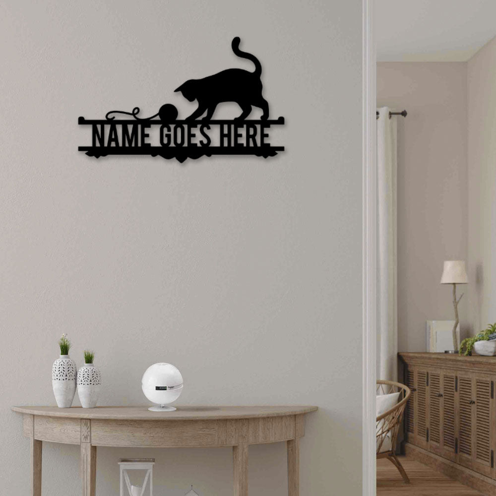 Cat Knitting Cat Lover Personalized - Led Light Metal - Owls Matrix LTD