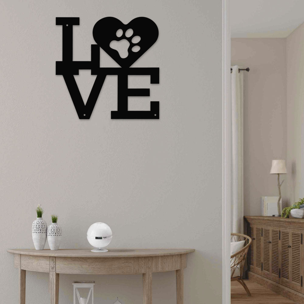 Black Dog Paw Love Dog Lover - Led Light Metal - Owls Matrix LTD