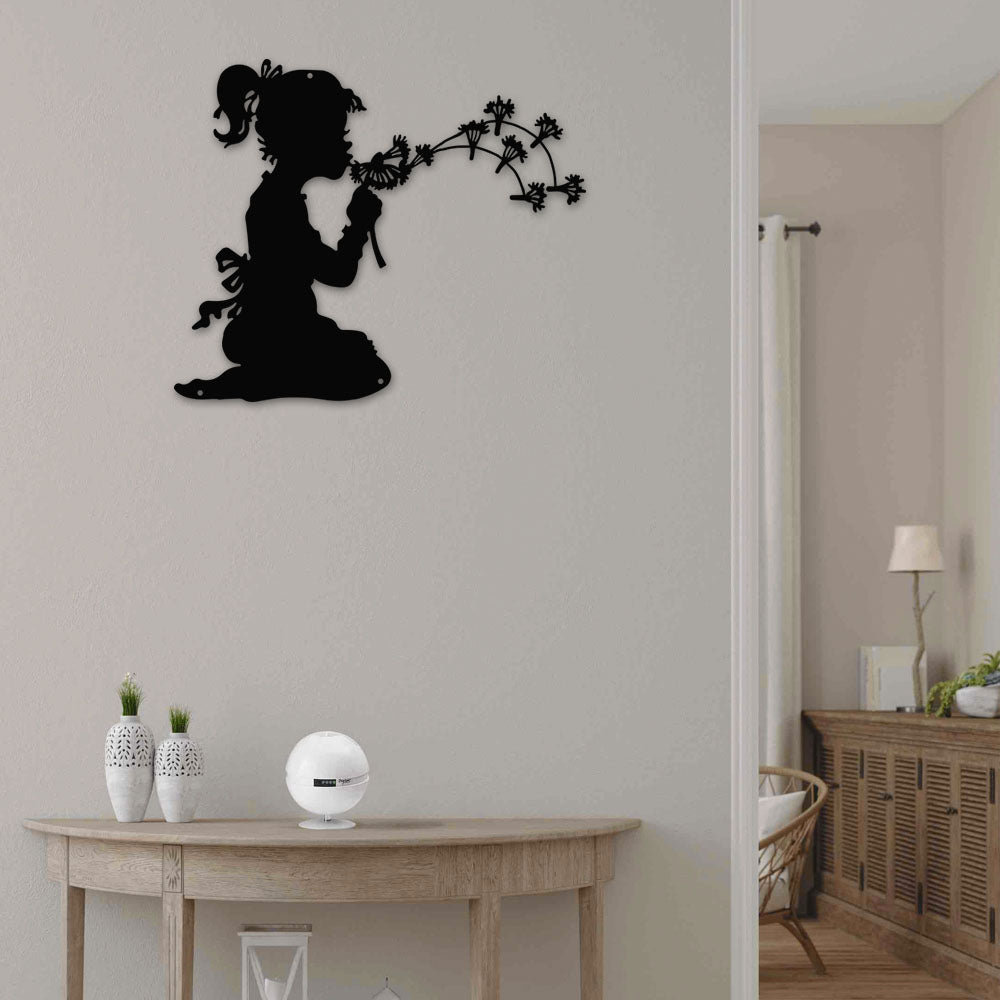Girl And Dandelion - Led Light Metal - Owls Matrix LTD