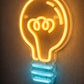 Modern Light Bulb Neon Sign – Warm Yellow & Cool Blue LED Wall Light