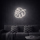 Monstera Leaf White Neon Sign – Minimal Tropical LED Wall Light