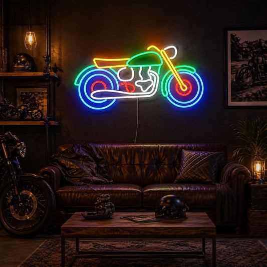 Motorcycle Neon Sign Garage - Bike LED Wall Decor