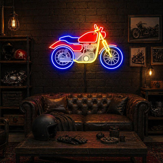 Motorcycle Neon Sign Garage - Biker LED Wall Decor