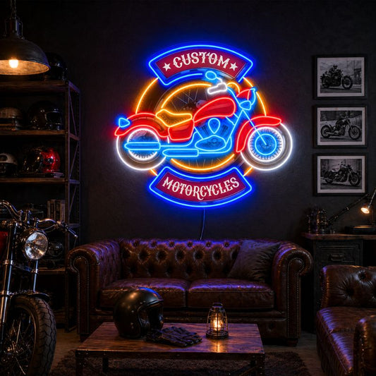 Motorcycle Neon Sign Garage - Custom Bike LED Decor