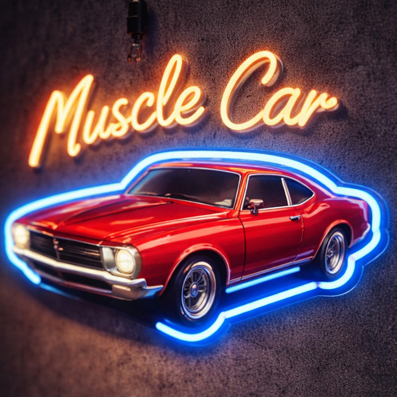 Muscle Car LED Neon Sign – Retro Performance Wall Light Decor