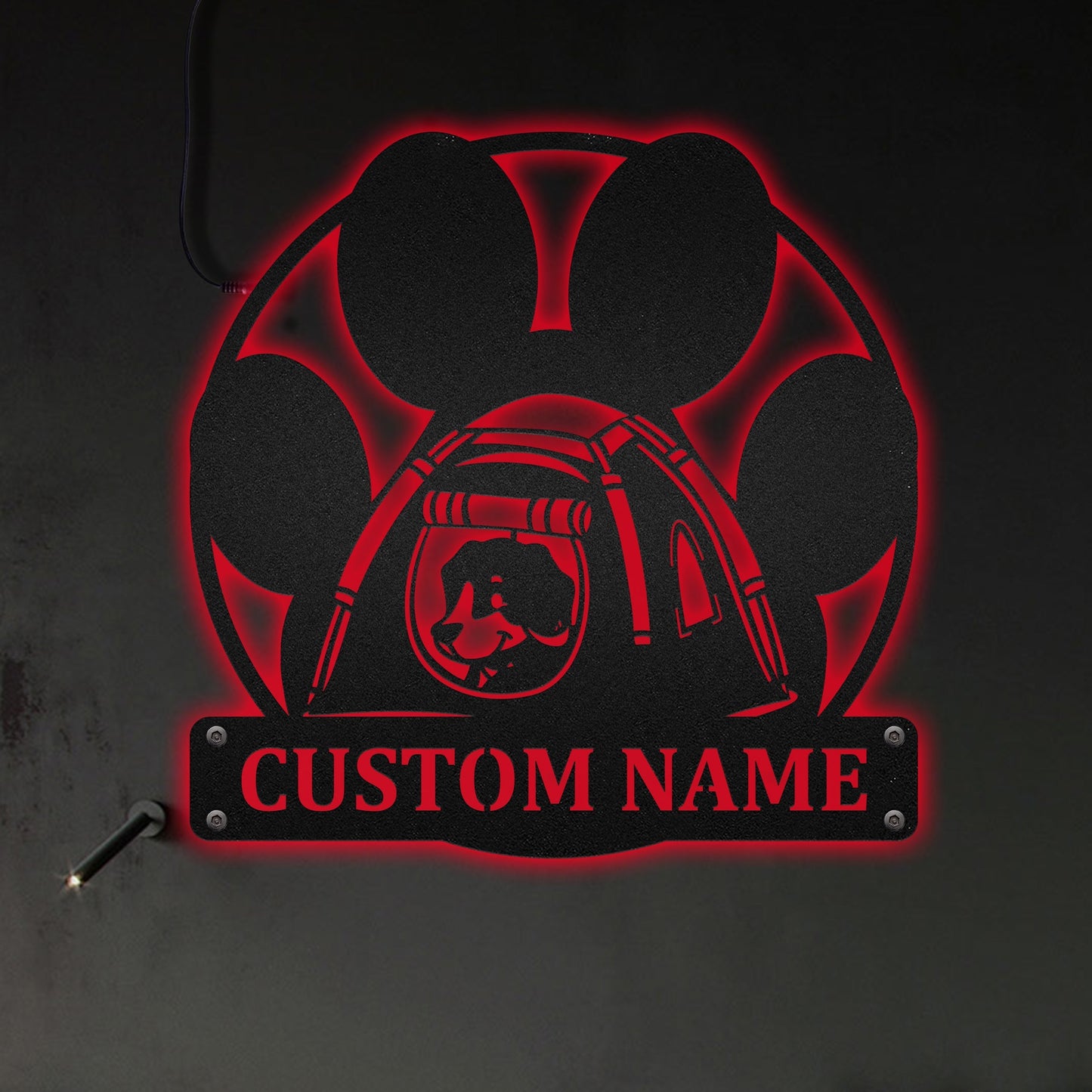 Dog Paw Camping Personalized - Led Light Metal - Owls Matrix LTD