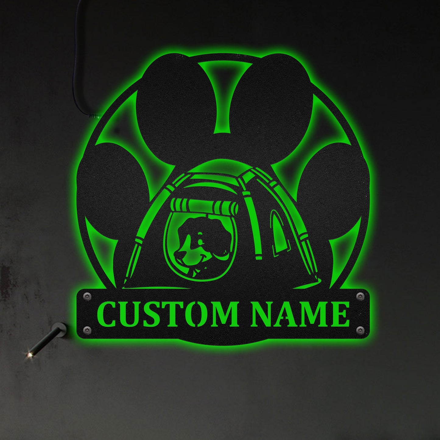 Dog Paw Camping Personalized - Led Light Metal - Owls Matrix LTD