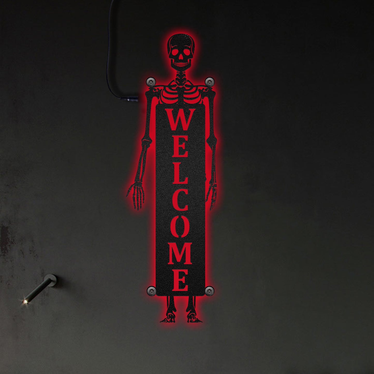 Halloween Welcome Halloween Skeleton - Led Light Metal - Owls Matrix LTD