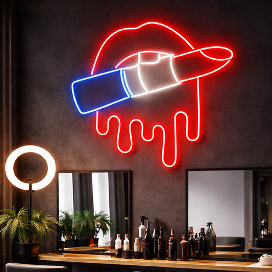 Hair Salon Neon Sign Open – Lips LED Wall Light Decor
