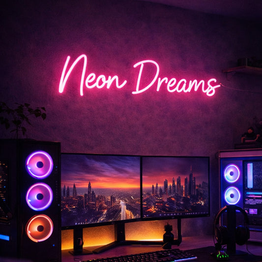 “Neon Dreams” Inspirational LED Neon Quote for Gaming & Creative Spaces