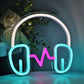 Neon Headphones with Heartbeat LED Sign – Music Studio & Gaming Room Wall Light