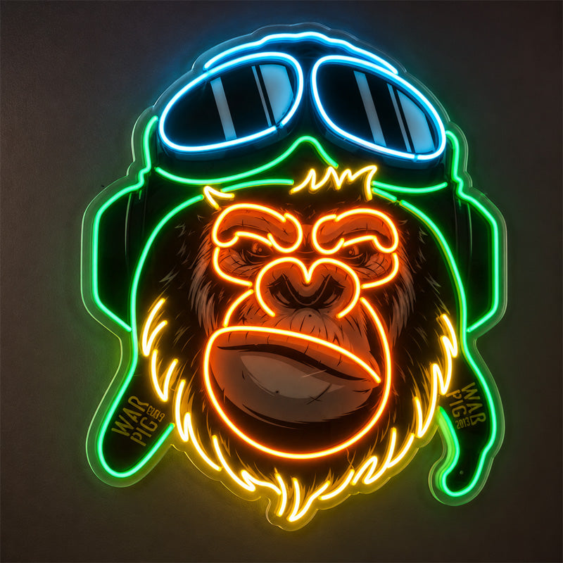 Neon Sign Gift For Men - Aviator Ape LED Wall Light
