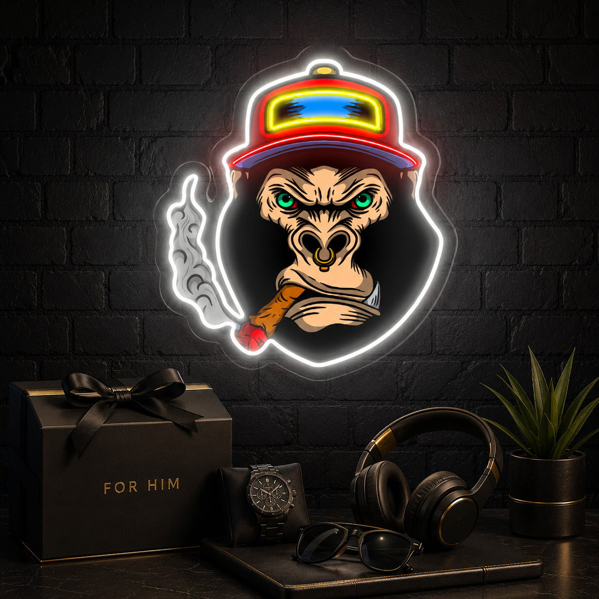 Neon Sign Gift For Men - Cool Monkey LED Wall Light

