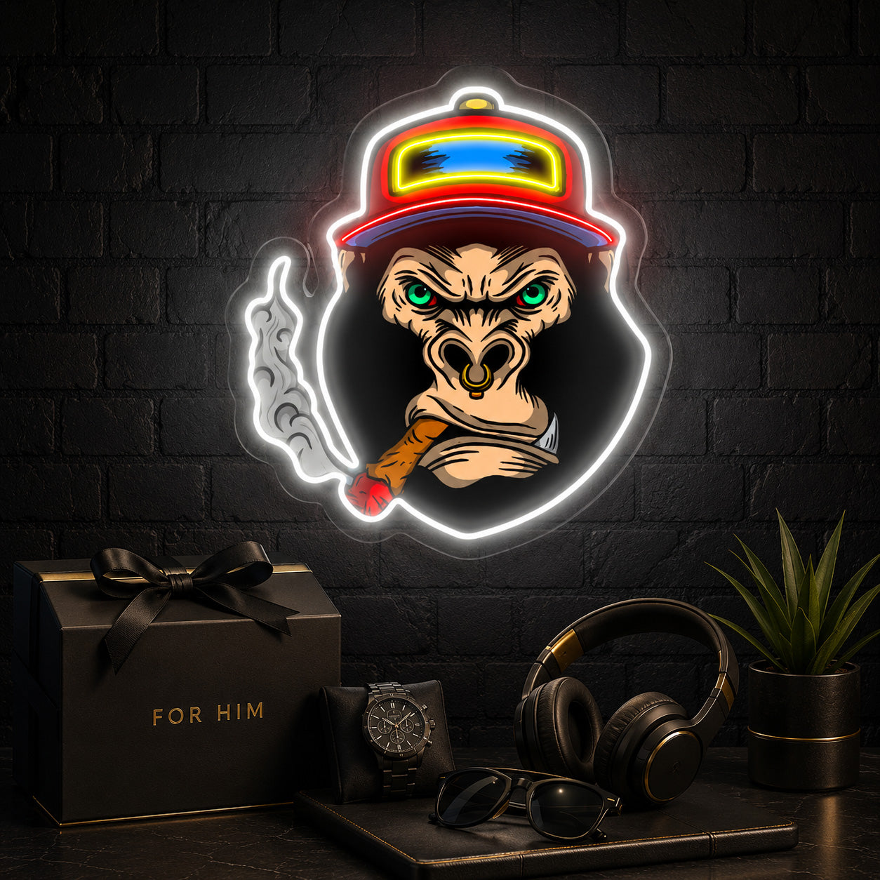 Neon Sign Gift For Men - Cool Monkey LED Wall Light
