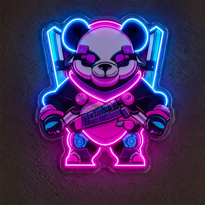 Neon Sign Gift For Men - Cyber Panda LED Wall Light
