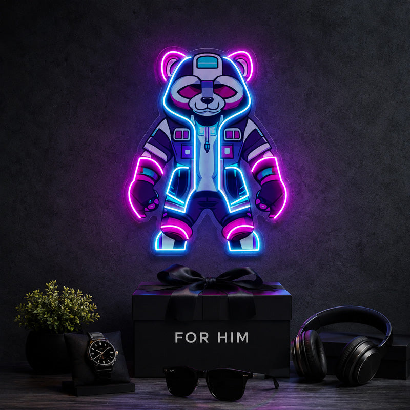 Neon Sign Gift For Men - Cyber Panda LED Wall Light
